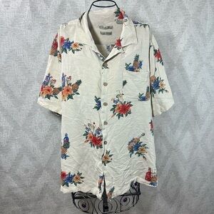 Batik Bay Silk blend floral hawaiian button up size XL